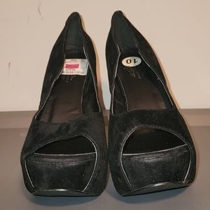Women Black Open Toe 3in High Heels Shoes (new)